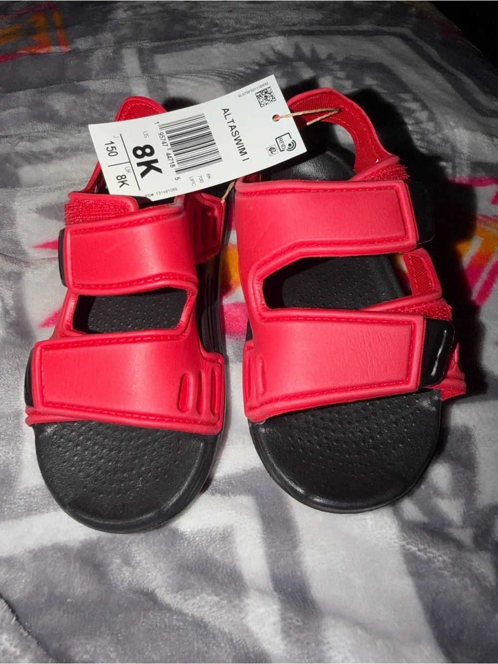 NEW Adidas Altaswim I Sandals Size 8K | Red | Adjustable Water Shoes | NWT